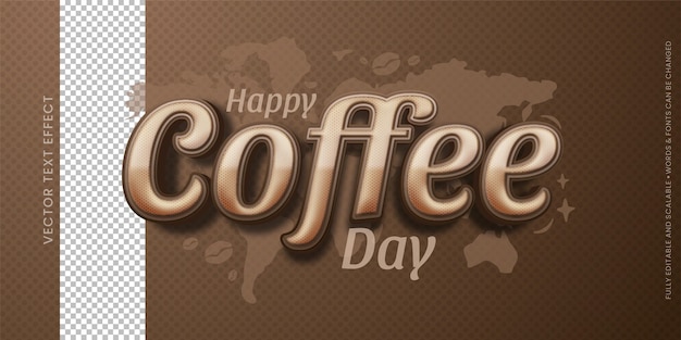vector efecto de texto 3d día internacional de las letras del café