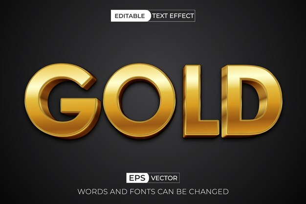 Vector de efecto de texto 3D dorado editable