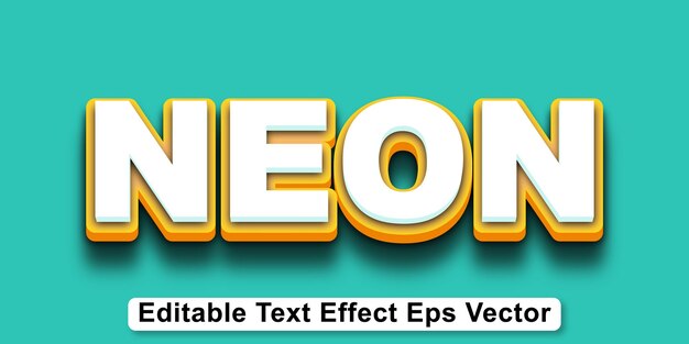 Vector de efecto de texto 3D editable en color blanco neón