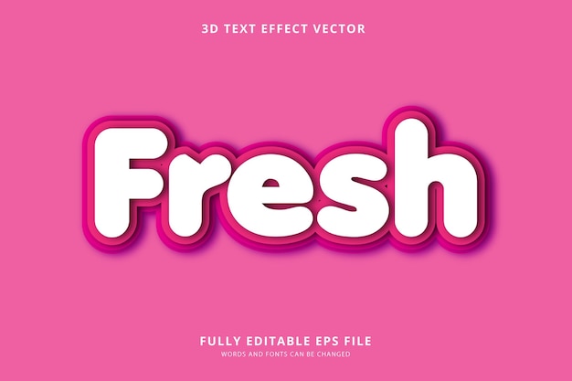 Vector de efecto de texto 3D fresco totalmente editable de alta calidad