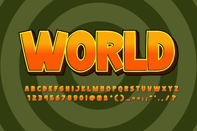 Vector de efecto de texto 3D del mundo