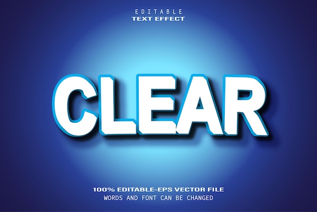 Vector de efecto de texto 3D texto claro editable