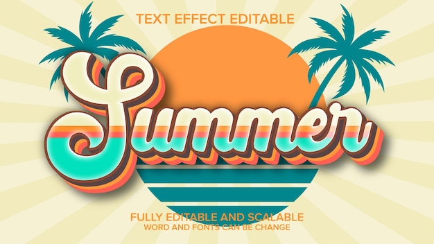 Vector de efecto de texto clásico de verano editable