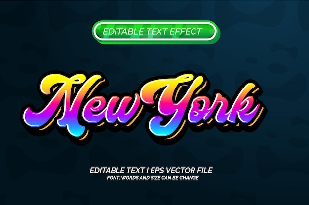 Vector de efecto de texto degradado de Nueva York