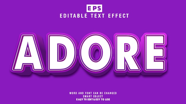 Vector de efecto de texto editable 3d Adore con fondo