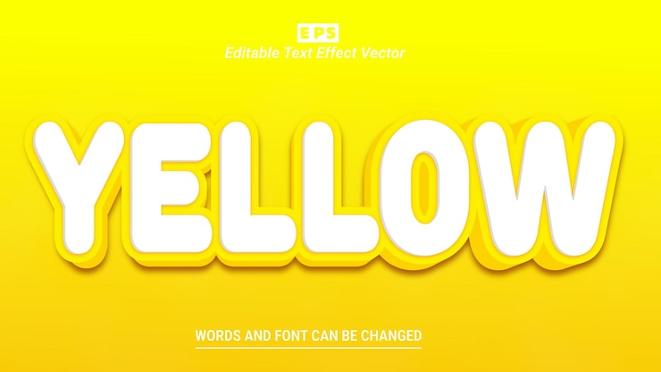 Vector de efecto de texto editable 3d amarillo con fondo