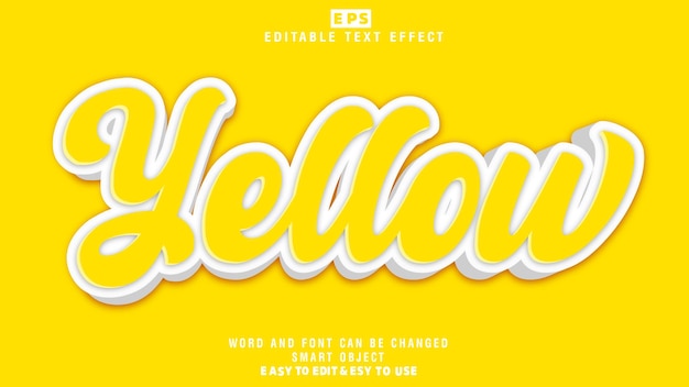 Vector de efecto de texto editable 3d amarillo con fondo