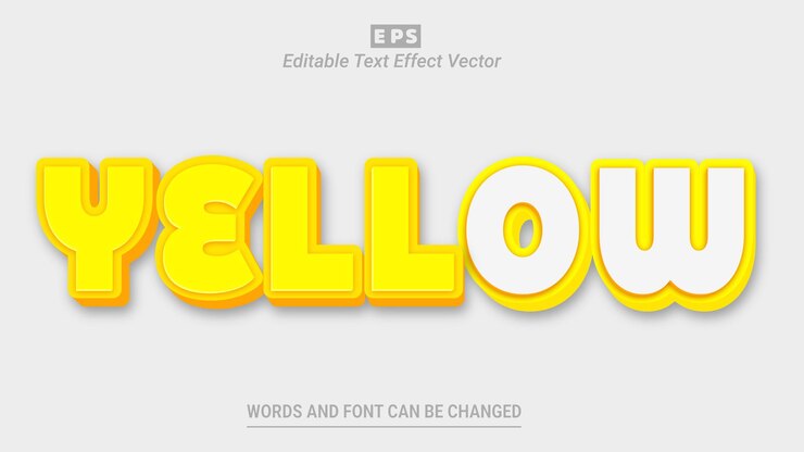 Vector vector de efecto de texto editable 3d amarillo con fondo