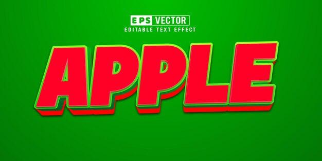 Vector de efecto de texto editable 3d de Apple con fondo