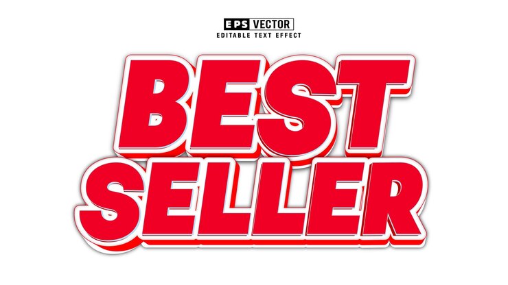 Vector vector de efecto de texto editable 3d de best seller con fondo