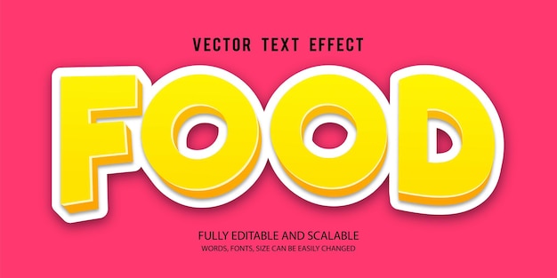 Vector de efecto de texto editable 3d de comida con fondo lindo