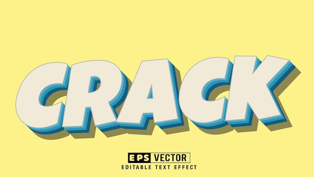 Vector de efecto de texto editable 3d crack con fondo