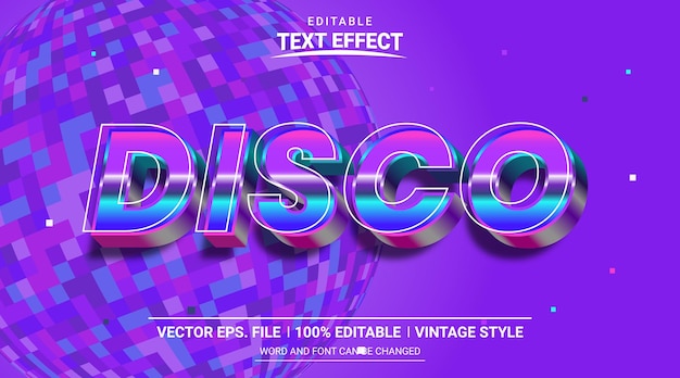 Vector de efecto de texto editable 3d estilo neón resplandor disco 3d