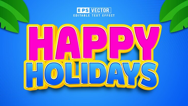 Vector vector de efecto de texto editable 3d felices fiestas con fondo