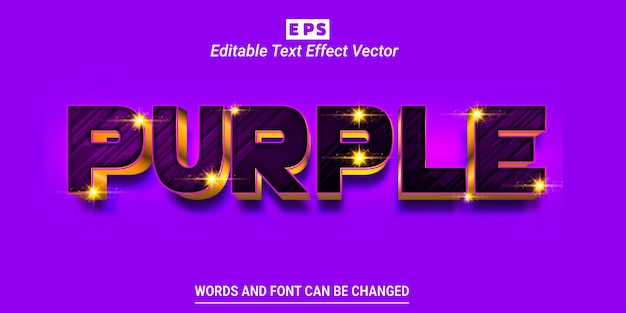 Vector de efecto de texto editable 3d de fiesta púrpura con fondo