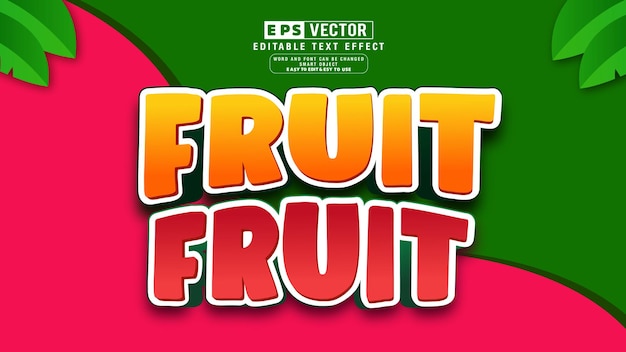 Vector de efecto de texto editable 3d de fruta con fondo