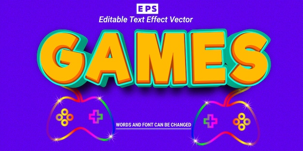 Vector de efecto de texto editable 3d de juego