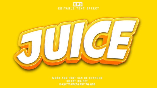 Vector de efecto de texto editable 3d de jugo de naranja con fondo