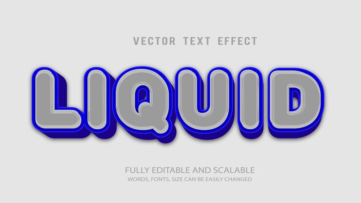 Vector vector de efecto de texto editable 3d líquido con fondo lindo
