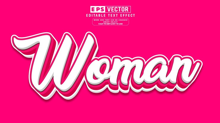 Vector vector de efecto de texto editable 3d de mujer con fondo