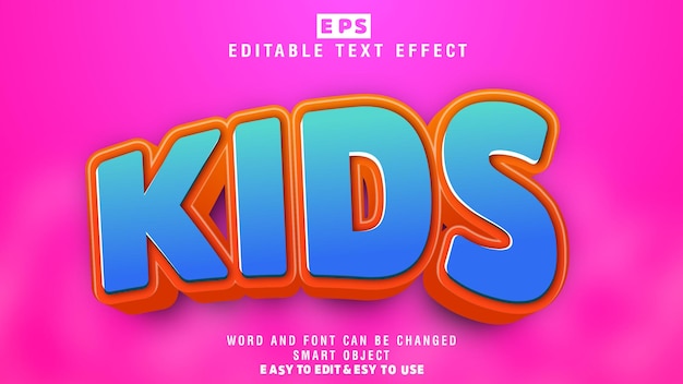 Vector de efecto de texto editable 3d para niños con fondo