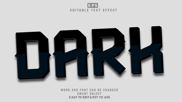 Vector de efecto de texto editable 3d oscuro con fondo