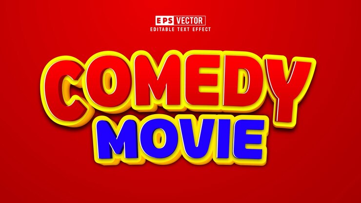 Vector vector de efecto de texto editable 3d de película de comedia con fondo