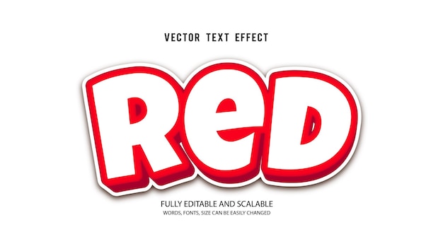 Vector de efecto de texto editable 3d rojo con fondo lindo
