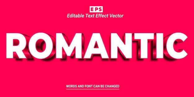 Vector de efecto de texto editable 3d romántico con fondo