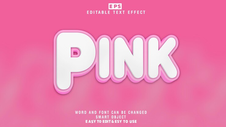 Vector vector de efecto de texto editable 3d rosa con fondo