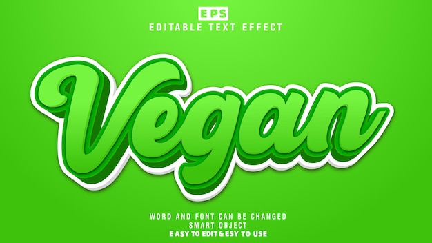 Vector de efecto de texto editable 3d vegano con fondo