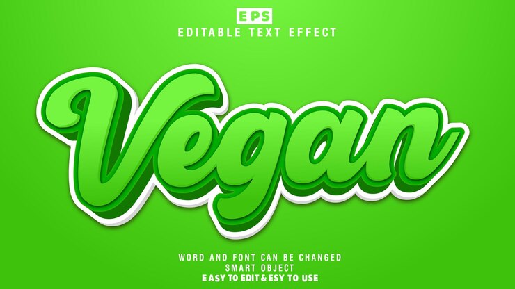 Vector vector de efecto de texto editable 3d vegano con fondo
