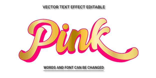 Vector vector de efecto de texto editable dorado rosa