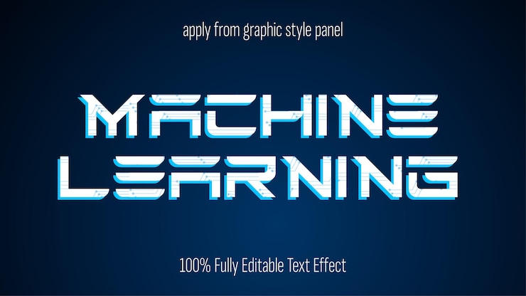 Vector vector de efecto de texto editable de efecto de texto de aprendizaje automático de inteligencia artificial ai