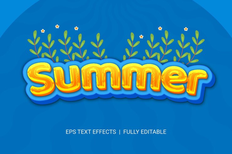 Vector vector de efecto de texto editable de estilo de fuente de verano