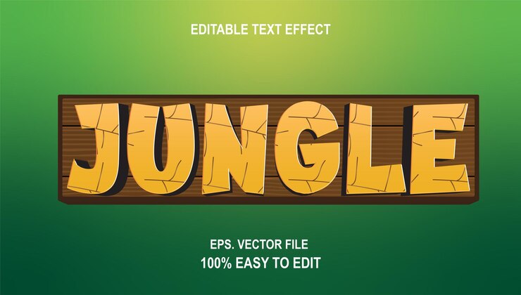 Vector vector de efecto de texto editable en jungla 3d