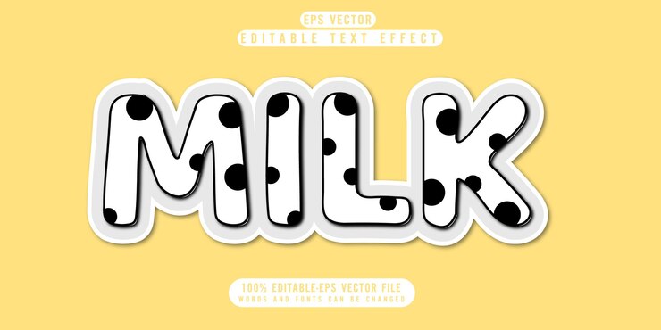 Vector vector de efecto de texto editable de leche