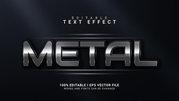 Vector de efecto de texto editable de metal