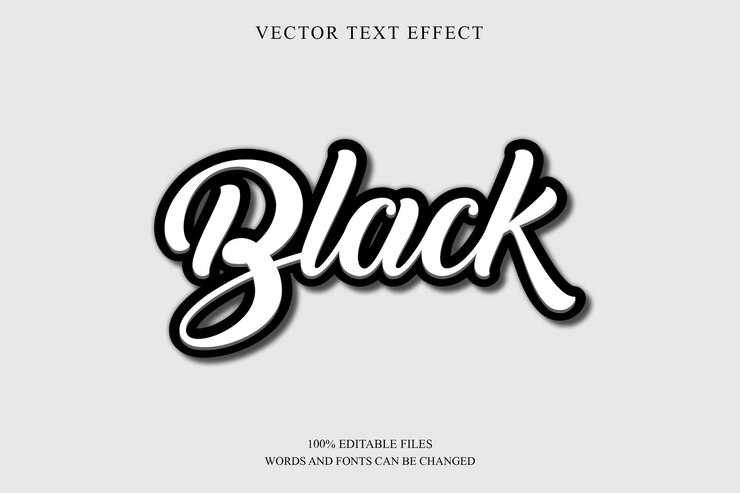 Vector de efecto de texto editable negro 3d