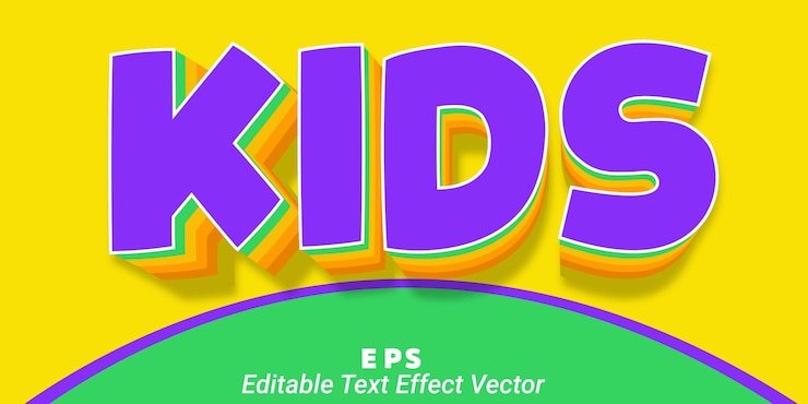 Vector vector de efecto de texto editable para niños