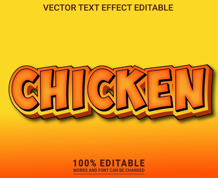 Vector vector de efecto de texto editable de pollo