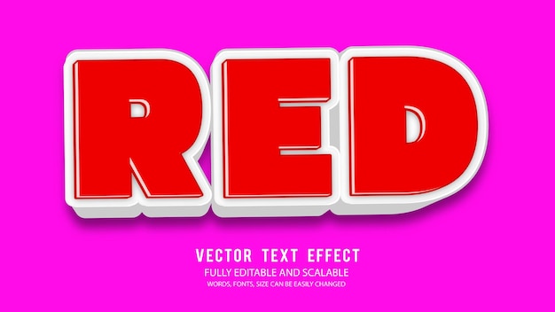 Vector vector de efecto de texto editable rojo con fondo lindo