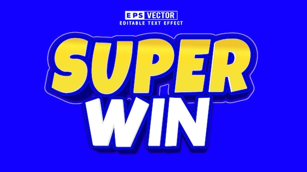 Vector de efecto de texto editable Super Win 3d con fondo