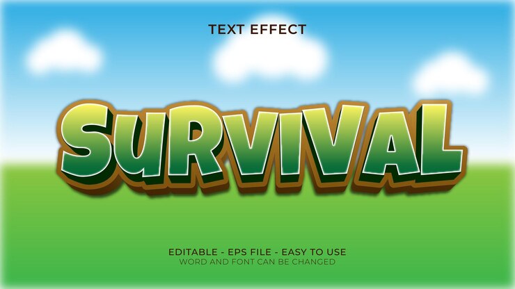 Vector vector de efecto de texto editable de supervivencia