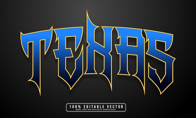 Vector de efecto de texto editable de Texas