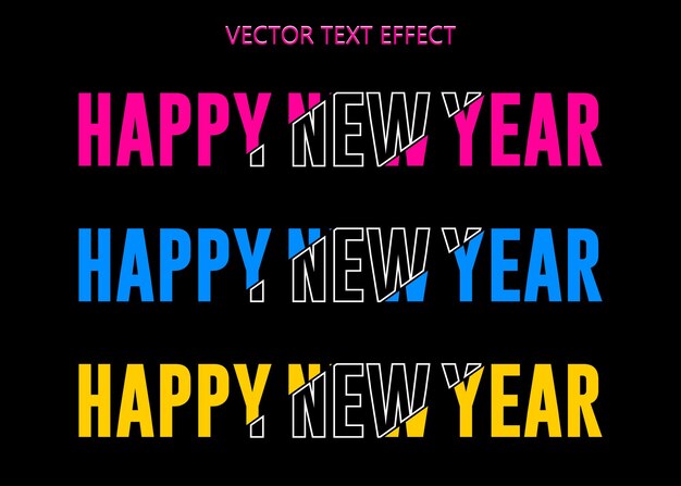 Vector de efecto de texto de feliz año nuevo