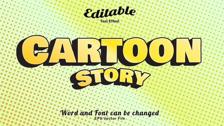 Vector vector de efecto de texto de historia de dibujos animados