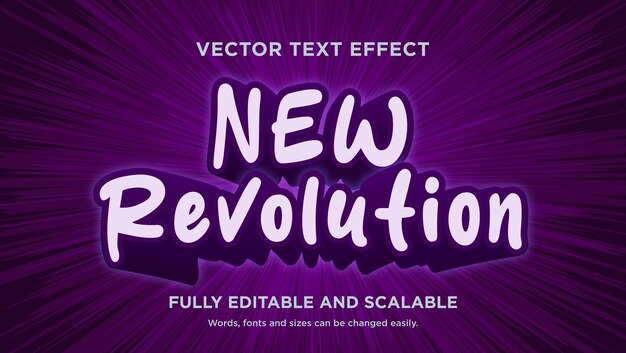 Vector de efecto de texto nueva revolución con color púrpura