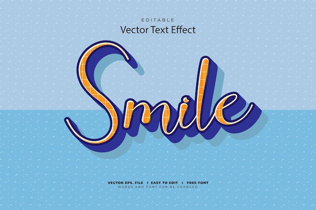 Vector de efecto de texto de sonrisa 3D