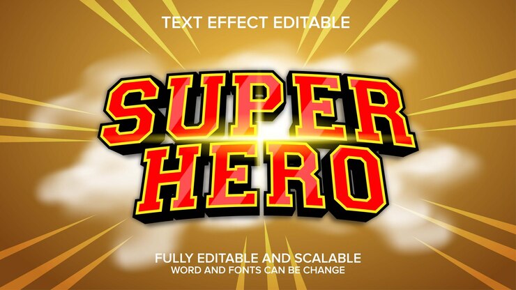 Vector vector de efecto de texto de super héroe editable